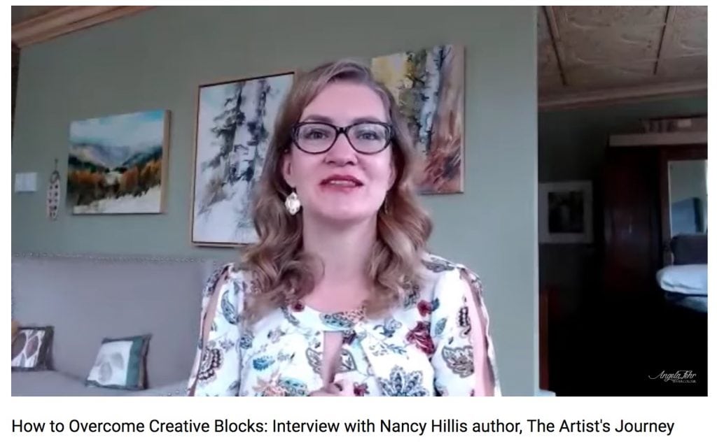 Angela Fehr Interviews Nancy Hillis How To Overcome Creative Blocks. Scroll through to see the show. #creativity #artpainting