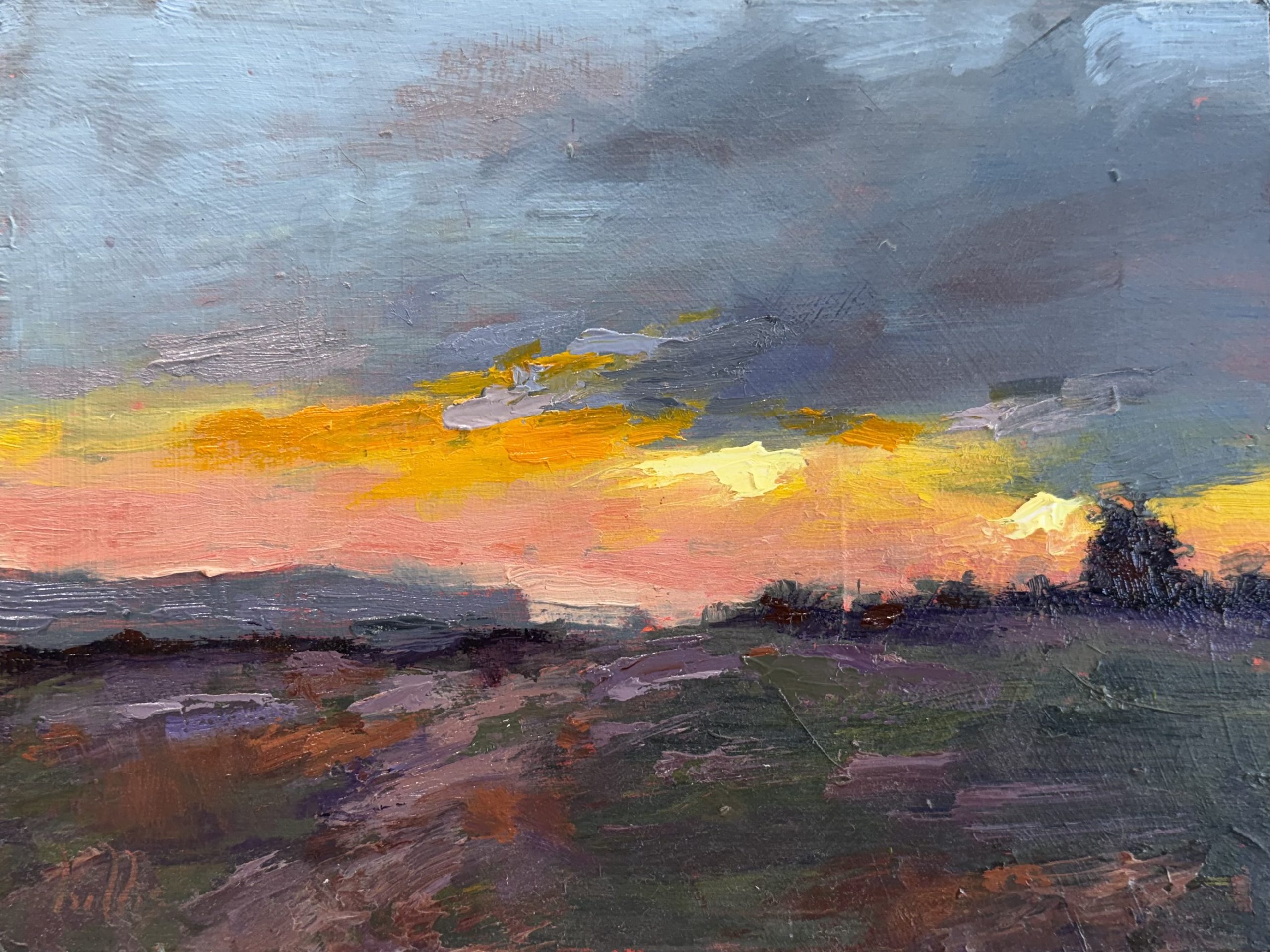 Image of an oil landscape painting on panel